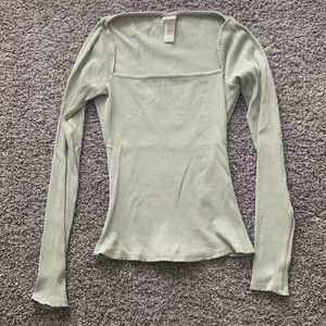 H&M Squareneck Ribbed Long Sleeve Top S